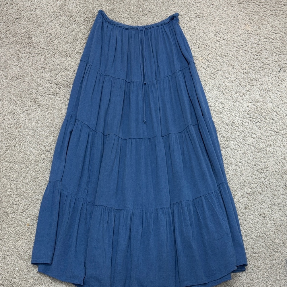 Women’s Maxi Skirt - Blue Tiered Flow